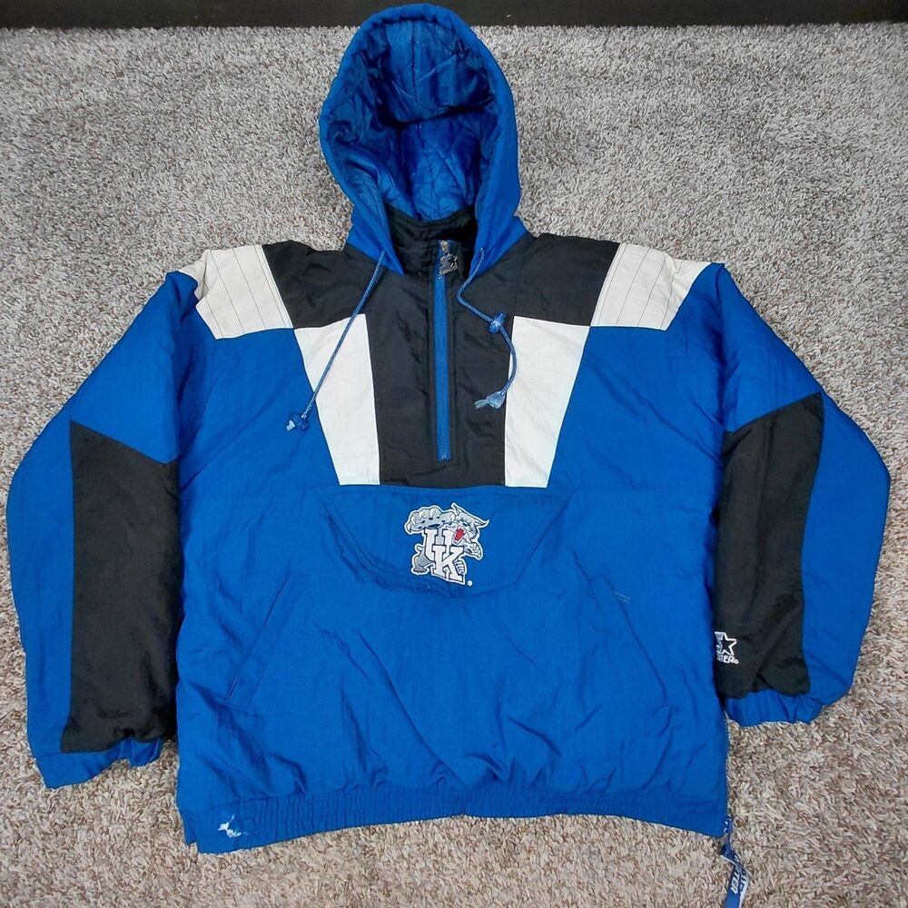 Vintage Starter Kentucky Wildcats Jacket Mens Medium 1/2 Zip Pouch Puffer 90s